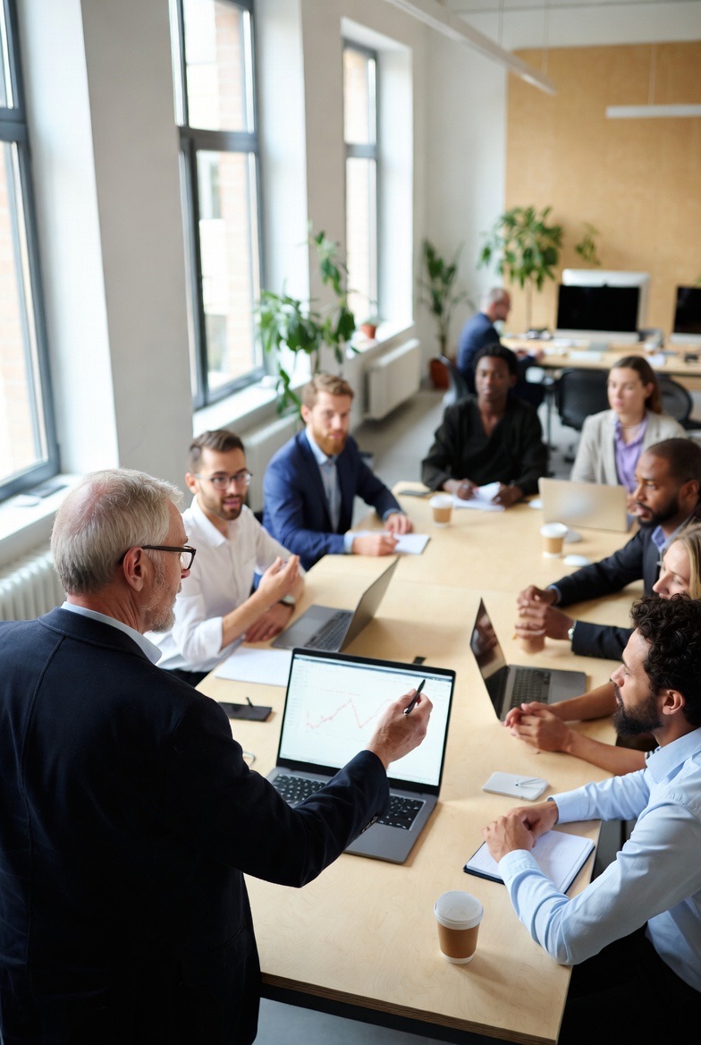 A team gathered around a conference table